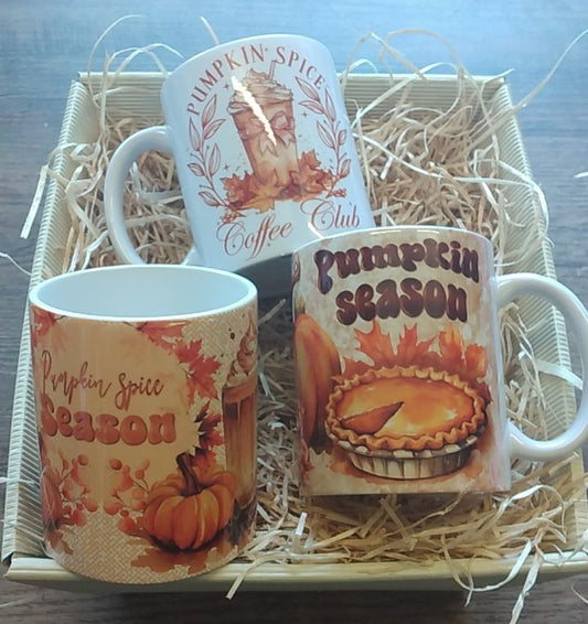 3er Set Tassen Becher Herbst Autumn Pumpkin Pumpkin Spice Halloween