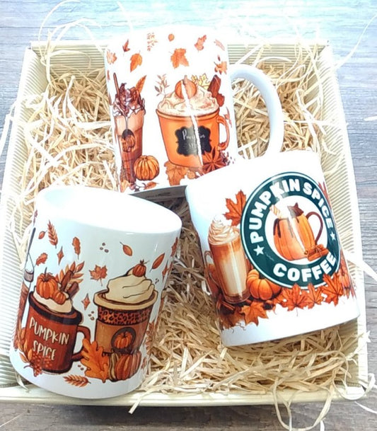 3er Set Tassen Becher Herbst Autumn Pumpkin Pumpkin Spice Halloween