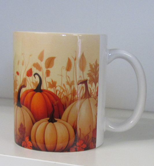 Tasse Herbst Autumn Kürbis Blätter Tee Kaffee Mug Geschenk