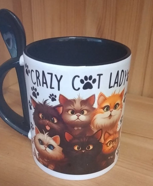 Tasse Katze Cat Crazy Lady Geschenk Becher Cats